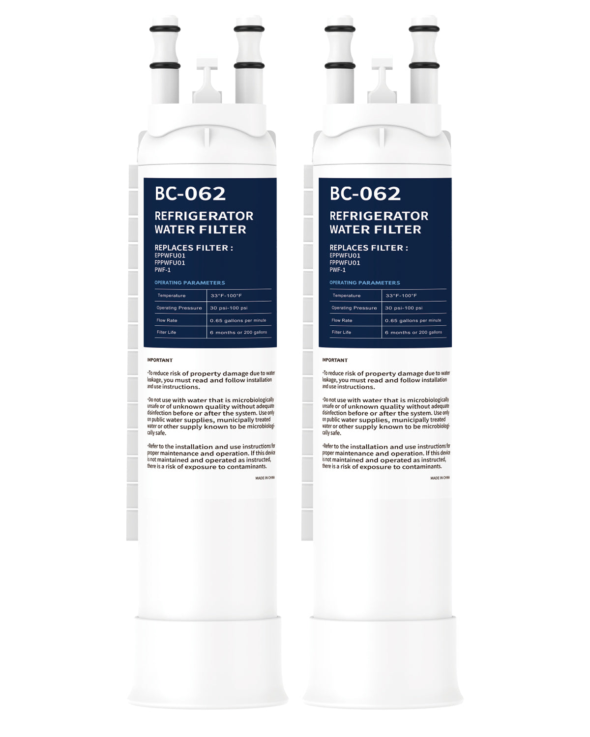 Refrigerator Water Filter Replacement 2 Pack for FPPWFU01 EPPWFU01 PWF-1 GRFC2353AD GRFC2353AF GRFN2853AF GRFS2853AD GRFS2853AF GRSS2652AF