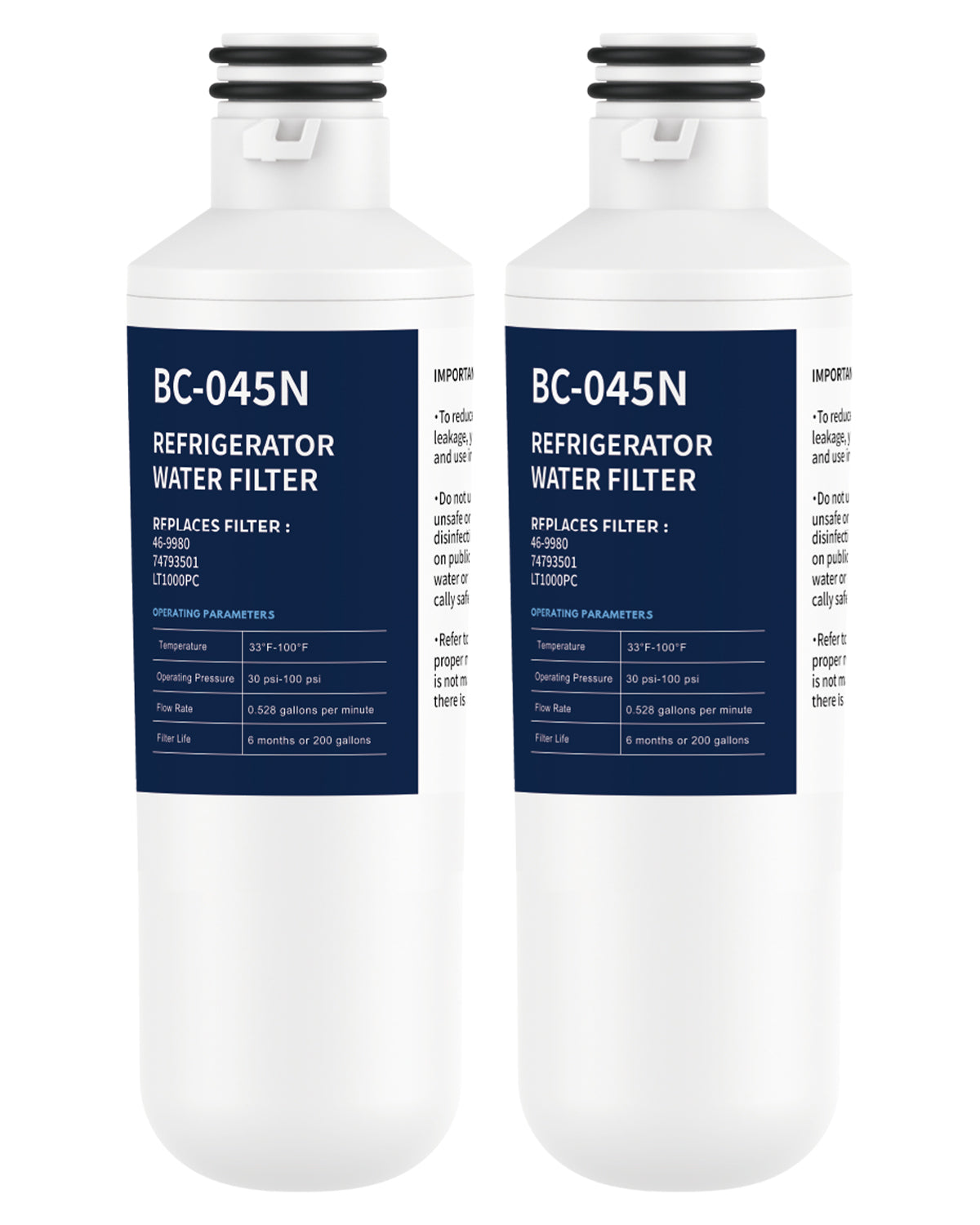 Refrigerator Water Filter Replacement 2 Pack for LT1000PC/PCS LT-1000PC ADQ747935 LFXS26596S LFXS28596S LFXC22526S ADQ74793501 ADQ74793502 MDJ64844601 ADQ74793504 46-9980