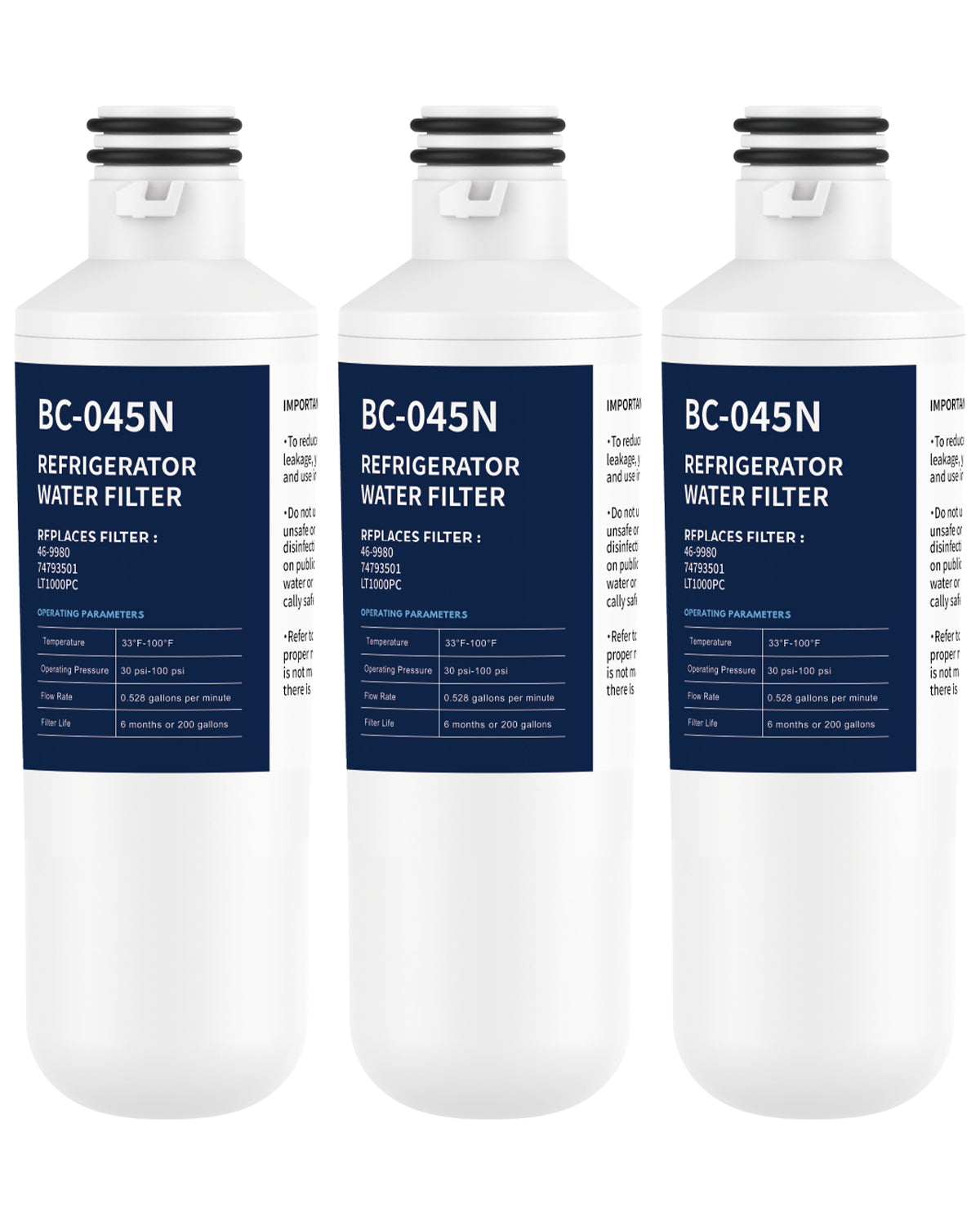 Refrigerator Water Filter Replacement 3 Pack for LT1000PC/PCS LT-1000PC ADQ747935 LFXS26596S LFXS28596S LFXC22526S ADQ74793501 ADQ74793502 MDJ64844601 ADQ74793504 46-9980