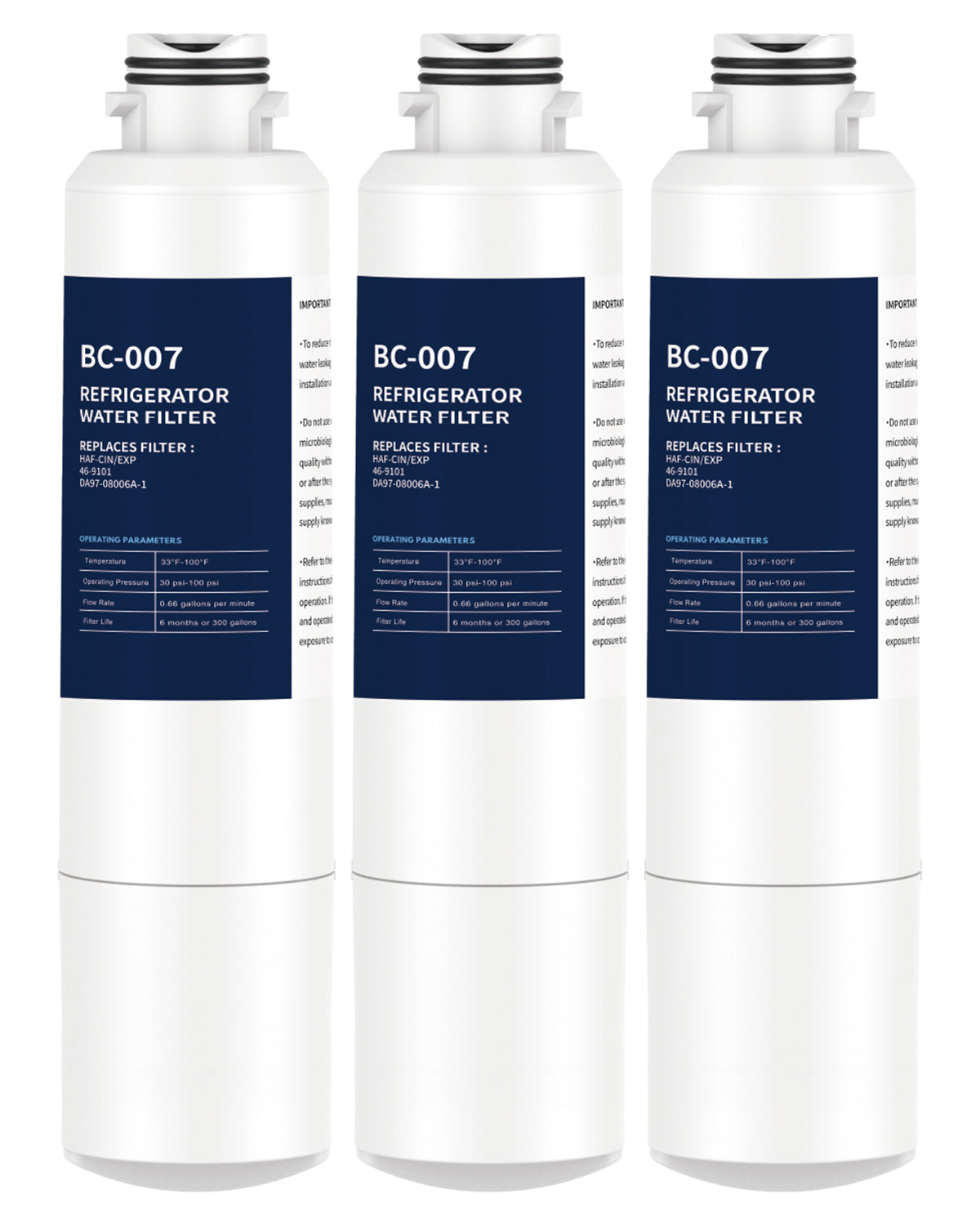 Refrigerator Water Filter Replacement 3 Pack DA29-00020B for RF28HMEDBSR RF263BEAESR HDX FMS-2 HAF-CIN/EXP RF4287HARS PL-200 RFG297HDRS RF28HFEDBSR DA97-08006A 469101 RWF0700A
