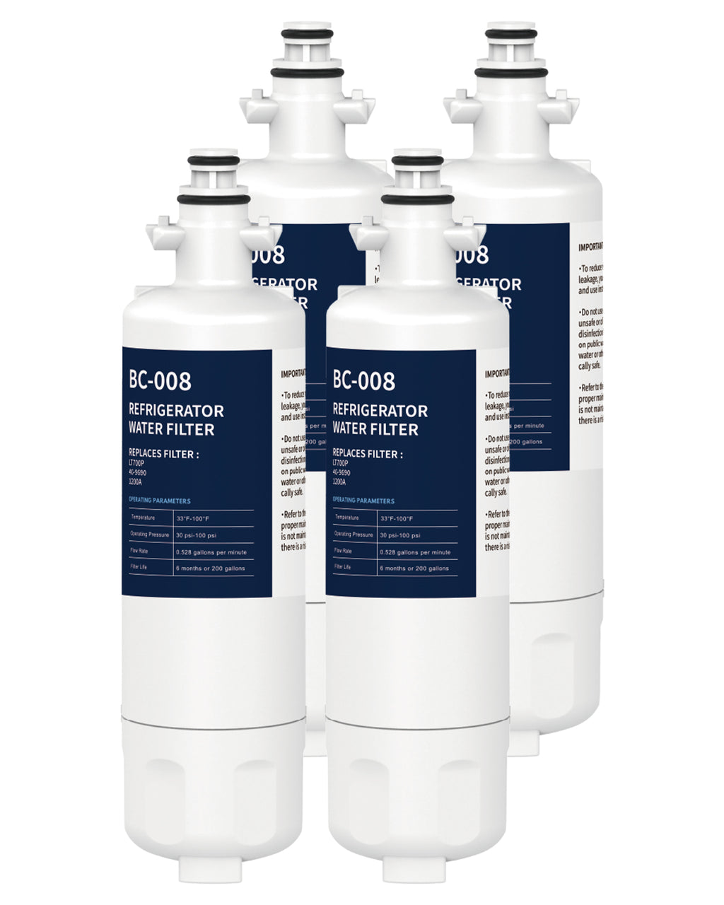 Refrigerator Water Filter Replacement 4 Pack 9690 for kenmore Elite 469690 LT700P RFC 1200A ADQ36006102 ADQ36006101 LFX28968ST RWF1052 RWF1200A LFXS29626S LFXS30766S LFX31925ST LFX31945ST