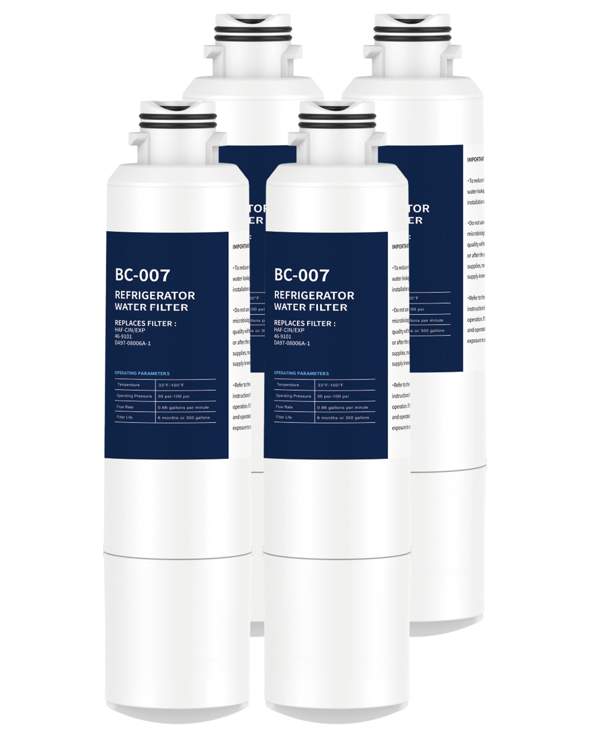 Refrigerator Water Filter Replacement 4 Pack DA29-00020B for RF28HMEDBSR RF263BEAESR HDX FMS-2 HAF-CIN/EXP RF4287HARS PL-200 RFG297HDRS RF28HFEDBSR DA97-08006A 469101 RWF0700A