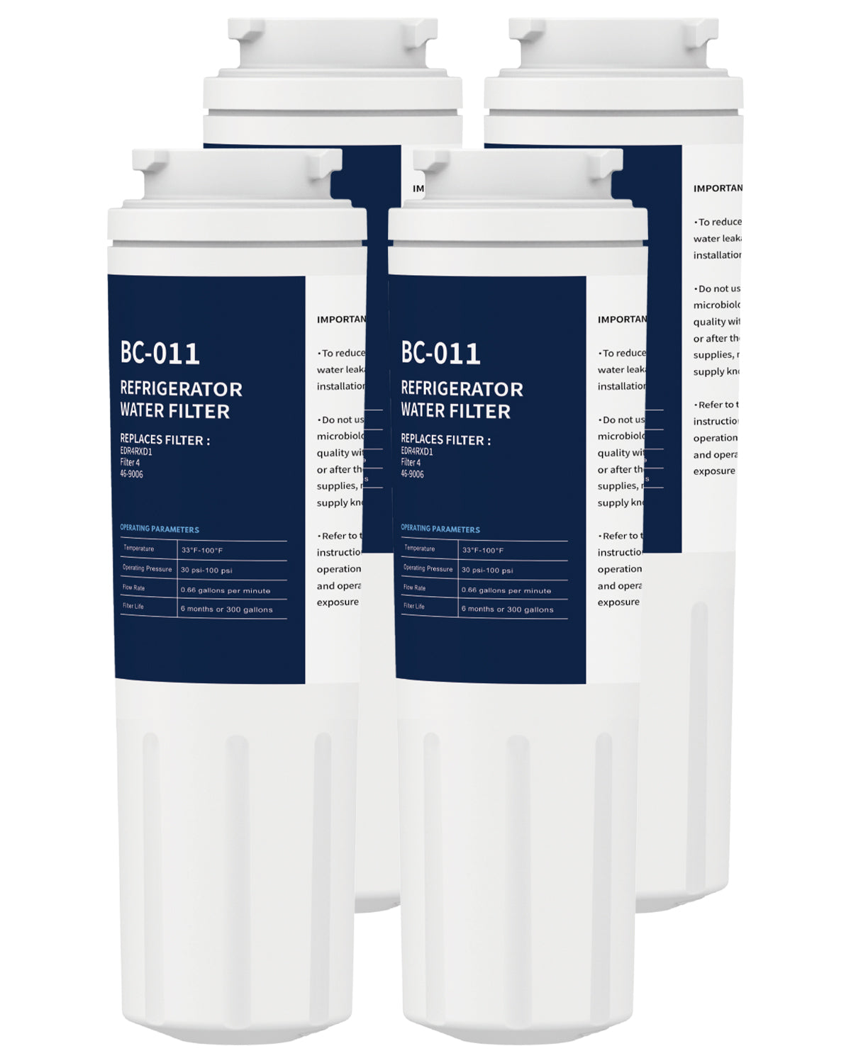 Refrigerator Water Filter Replacement 4 Pack for Filter 4 EDR4RXD1 Refrigerator Water Filter 4 4396395 UKF8001AXX UKF8001AXX-750 46-9006 Puriclean II PH21500 Pack of 1