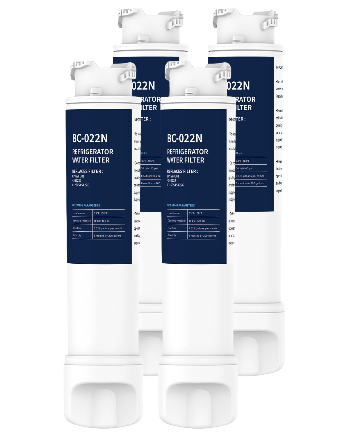 Refrigerator Water Filter Replacement 4 Pack for EPTWFU01 EWF02 Pure Source Ultra II PureSource Ultra 2 SCWFTCTO GP006 EPTWFUO1 MR022 JO22 BO022 TH-01 DE022 1007 1PACK