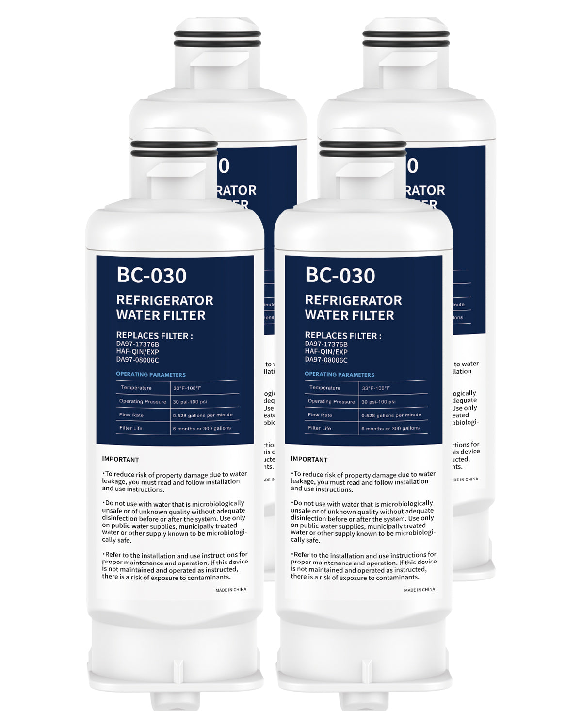 Refrigerator Water Filter Replacement 4 Pack for DA97-17376B HAF-QIN HAF-QIN/EXP DA97-08006C RF23M8070SG RF23M8070SR RF23M8090SG RF23M8090SR RF23M8570SR RF23M8590SG