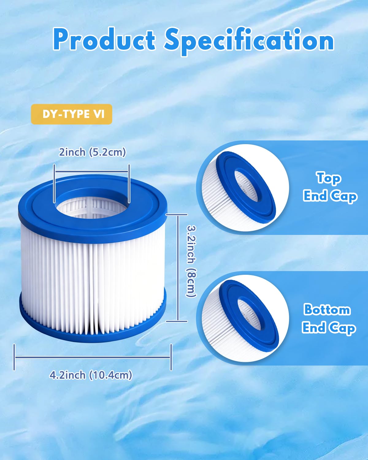 DAYEAR Hot Tub SPA Filter Type VI (6 Pack) Aboveground Pool Filter for 90352E 58323 90427E 58323E