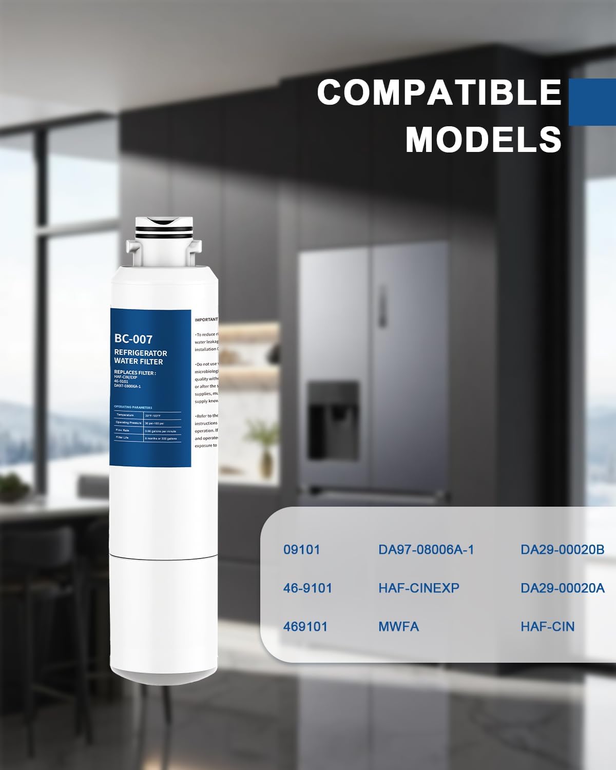 Refrigerator Water Filter Replacement 3 Pack DA29-00020B for RF28HMEDBSR RF263BEAESR HDX FMS-2 HAF-CIN/EXP RF4287HARS PL-200 RFG297HDRS RF28HFEDBSR DA97-08006A 469101 RWF0700A