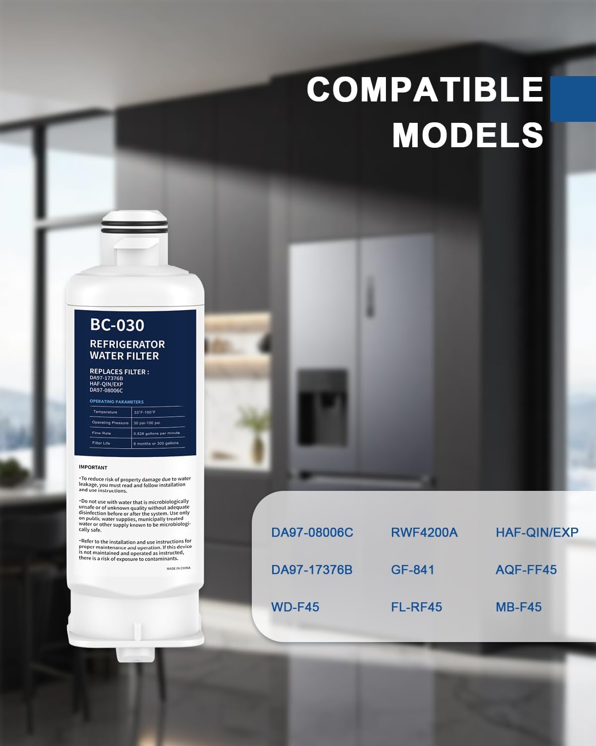 Refrigerator Water Filter Replacement 2 Pack for DA97-17376B HAF-QIN HAF-QIN/EXP DA97-08006C RF23M8070SG RF23M8070SR RF23M8090SG RF23M8090SR RF23M8570SR RF23M8590SG