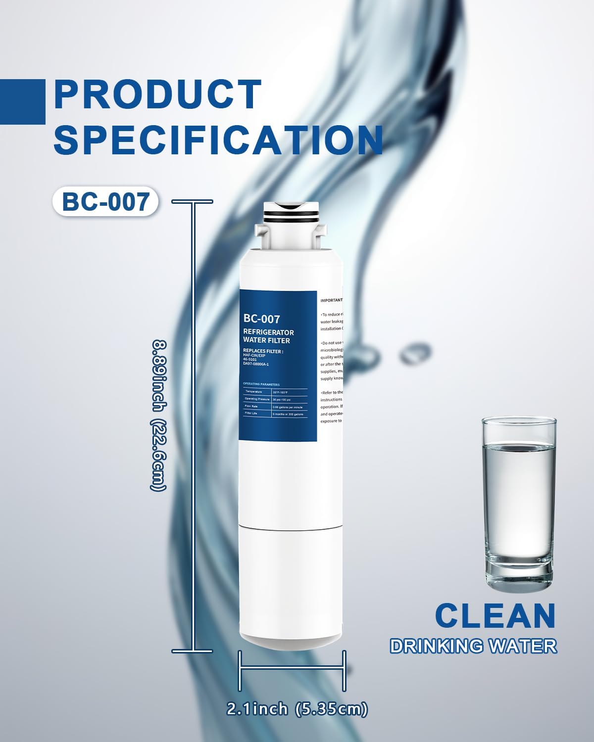 Refrigerator Water Filter Replacement 3 Pack DA29-00020B for RF28HMEDBSR RF263BEAESR HDX FMS-2 HAF-CIN/EXP RF4287HARS PL-200 RFG297HDRS RF28HFEDBSR DA97-08006A 469101 RWF0700A