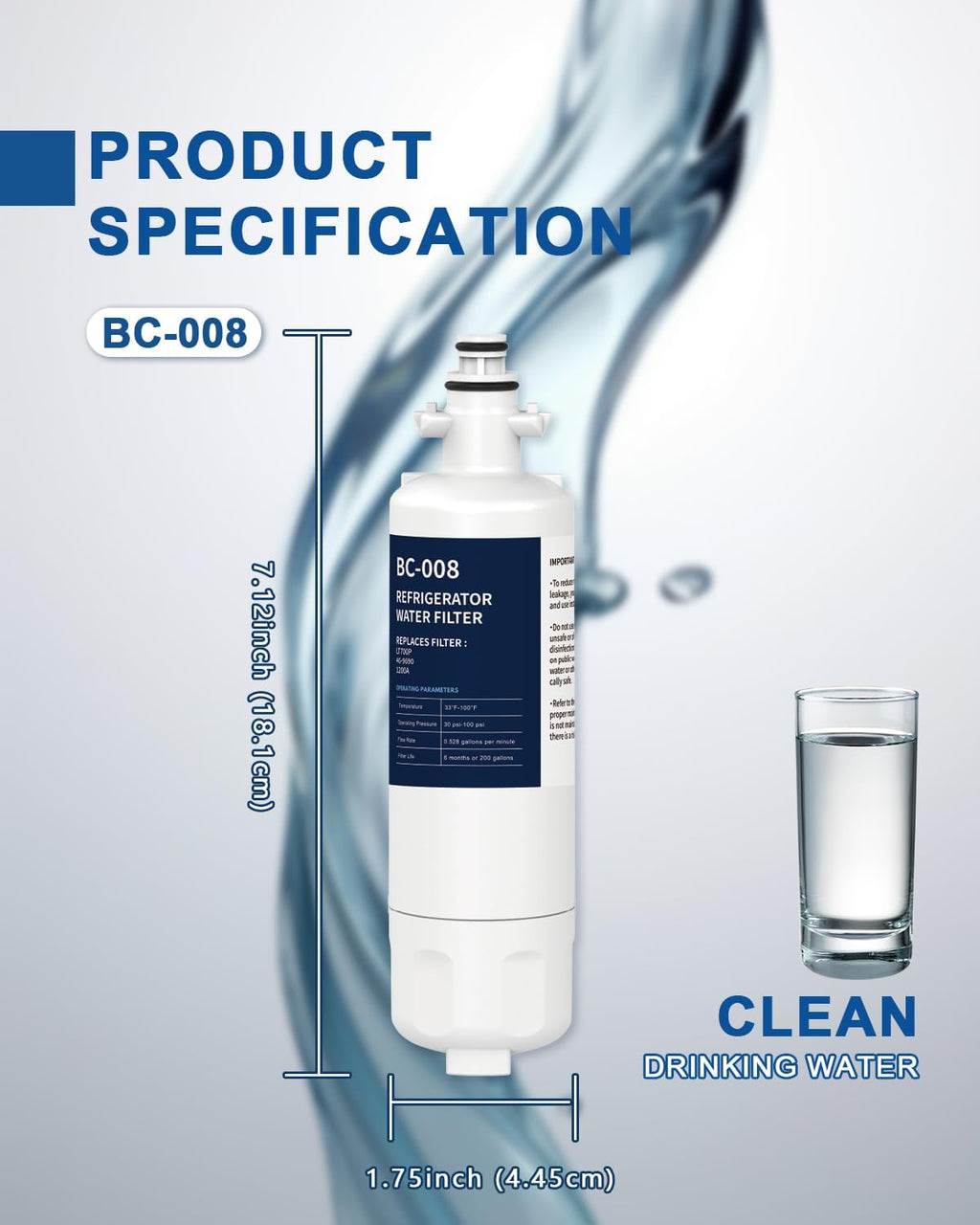 Refrigerator Water Filter Replacement 4 Pack 9690 for kenmore Elite 469690 LT700P RFC 1200A ADQ36006102 ADQ36006101 LFX28968ST RWF1052 RWF1200A LFXS29626S LFXS30766S LFX31925ST LFX31945ST