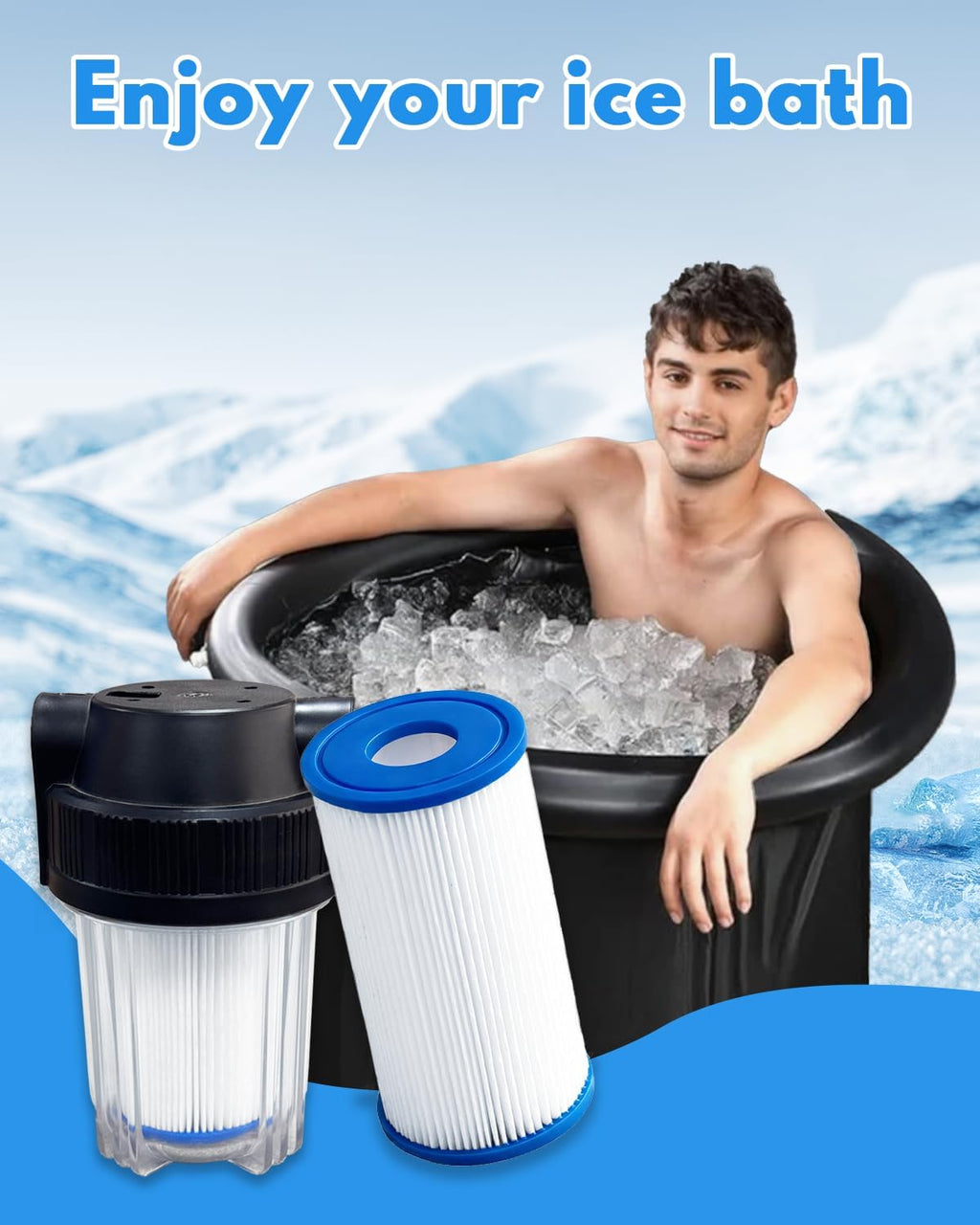 20 Micron Pleated Sediment Filter 5"x2.5" (8 Pack) Replacement Most Cold Plunge Filter Cartridge Compatible with Cold Plunge Chiller,Ice Bath Chiller