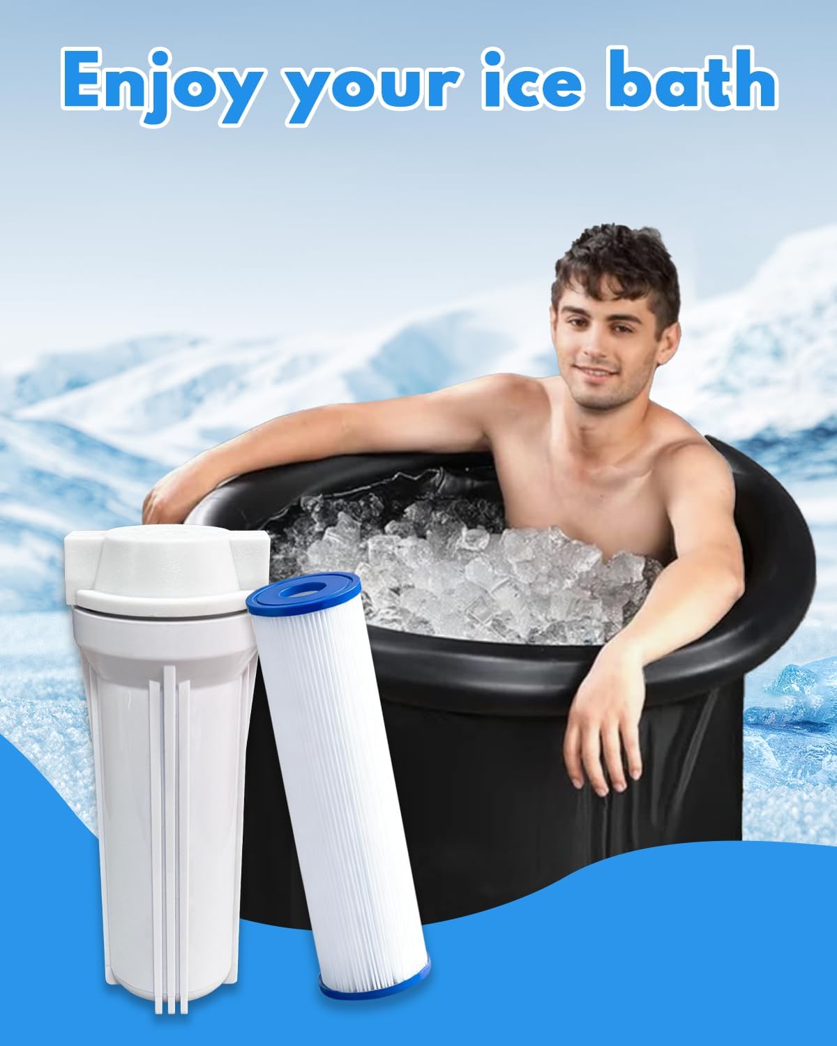 Cold Plunge Filter Cartridge 20 Micron Pleated Sediment Filter 10"x2.5" (4 Pack) for Replacement Most Compatible with Cold Plunge Chiller,Ice Bath Chiller