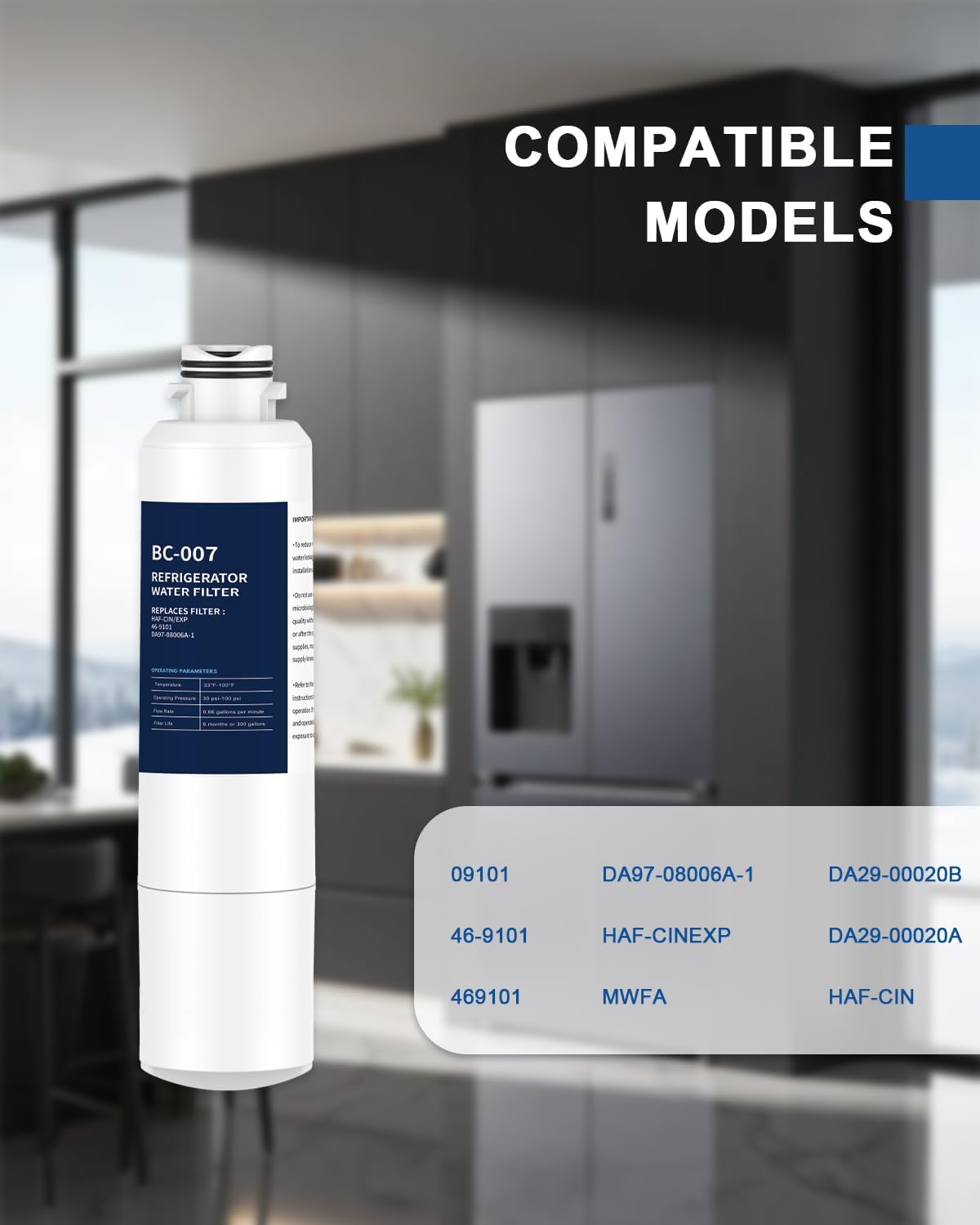 Refrigerator Water Filter Replacement 4 Pack DA29-00020B for RF28HMEDBSR RF263BEAESR HDX FMS-2 HAF-CIN/EXP RF4287HARS PL-200 RFG297HDRS RF28HFEDBSR DA97-08006A 469101 RWF0700A
