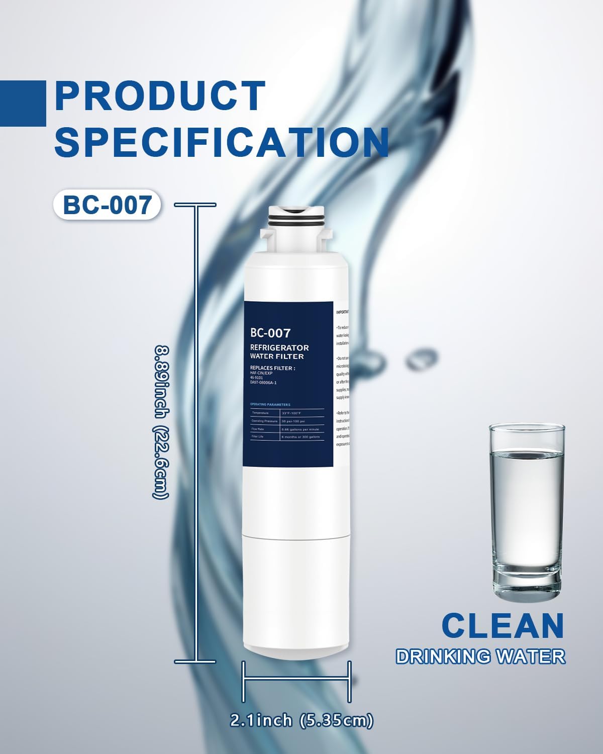 Refrigerator Water Filter Replacement 2 Pack DA29-00020B for RF28HMEDBSR RF263BEAESR HDX FMS-2 HAF-CIN/EXP RF4287HARS PL-200 RFG297HDRS RF28HFEDBSR DA97-08006A 469101 RWF0700A