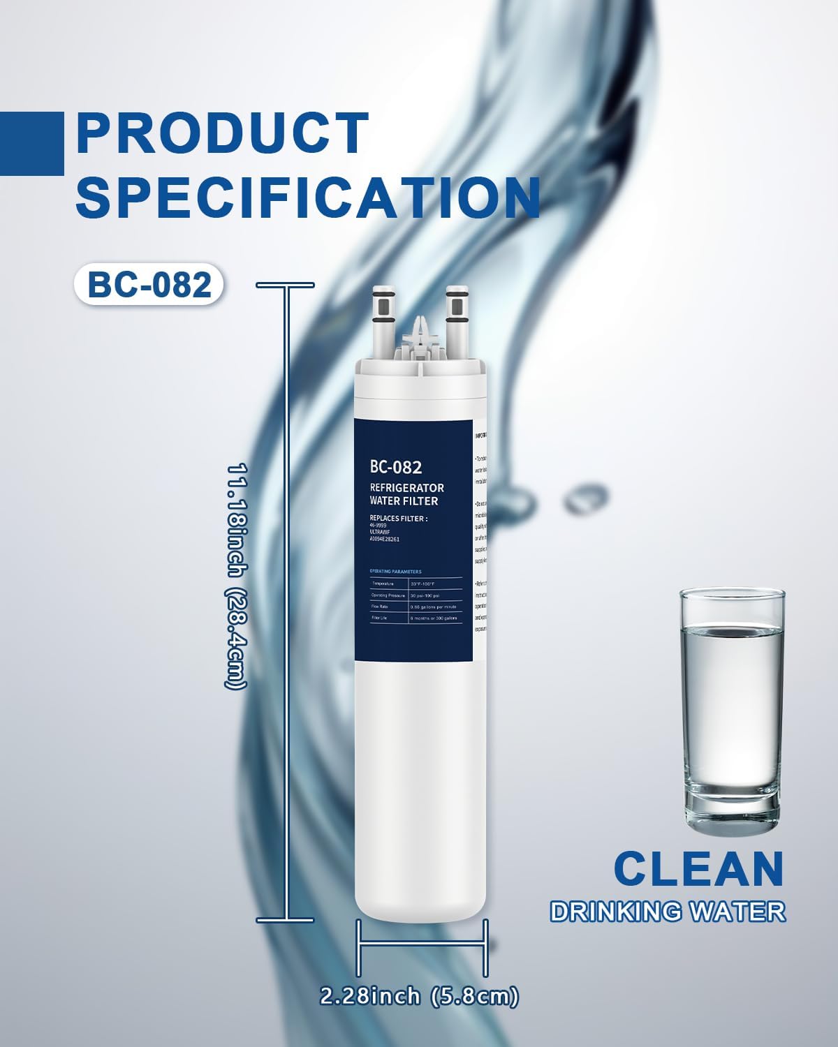 Refrigerator Water Filter Replacement 3 Pack for ULTRAWF Pure Source Ultra Kenmore 46-9999 DGHF2360PF FGHB2844LF FGHC2331PF FGHC2342LF FGHC2355PF A0094E28261 Water and Ice Height 11 inches