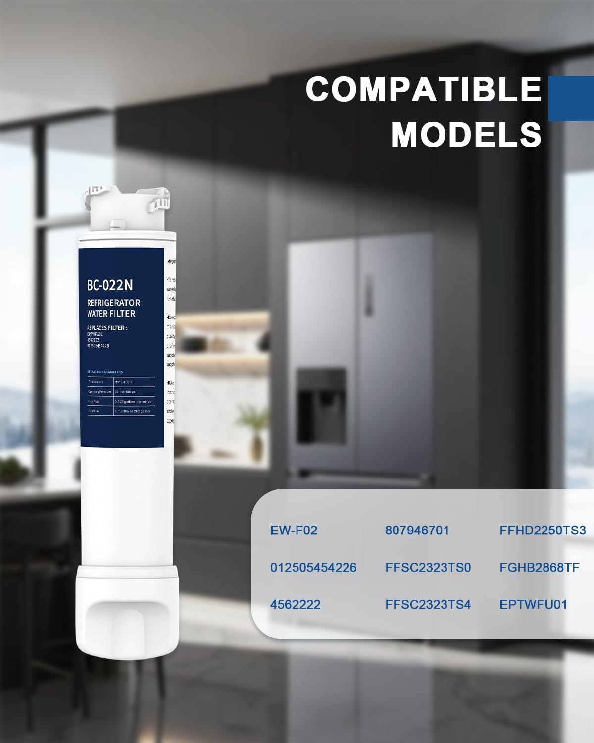 Refrigerator Water Filter Replacement 4 Pack for EPTWFU01 EWF02 Pure Source Ultra II PureSource Ultra 2 SCWFTCTO GP006 EPTWFUO1 MR022 JO22 BO022 TH-01 DE022 1007 1PACK