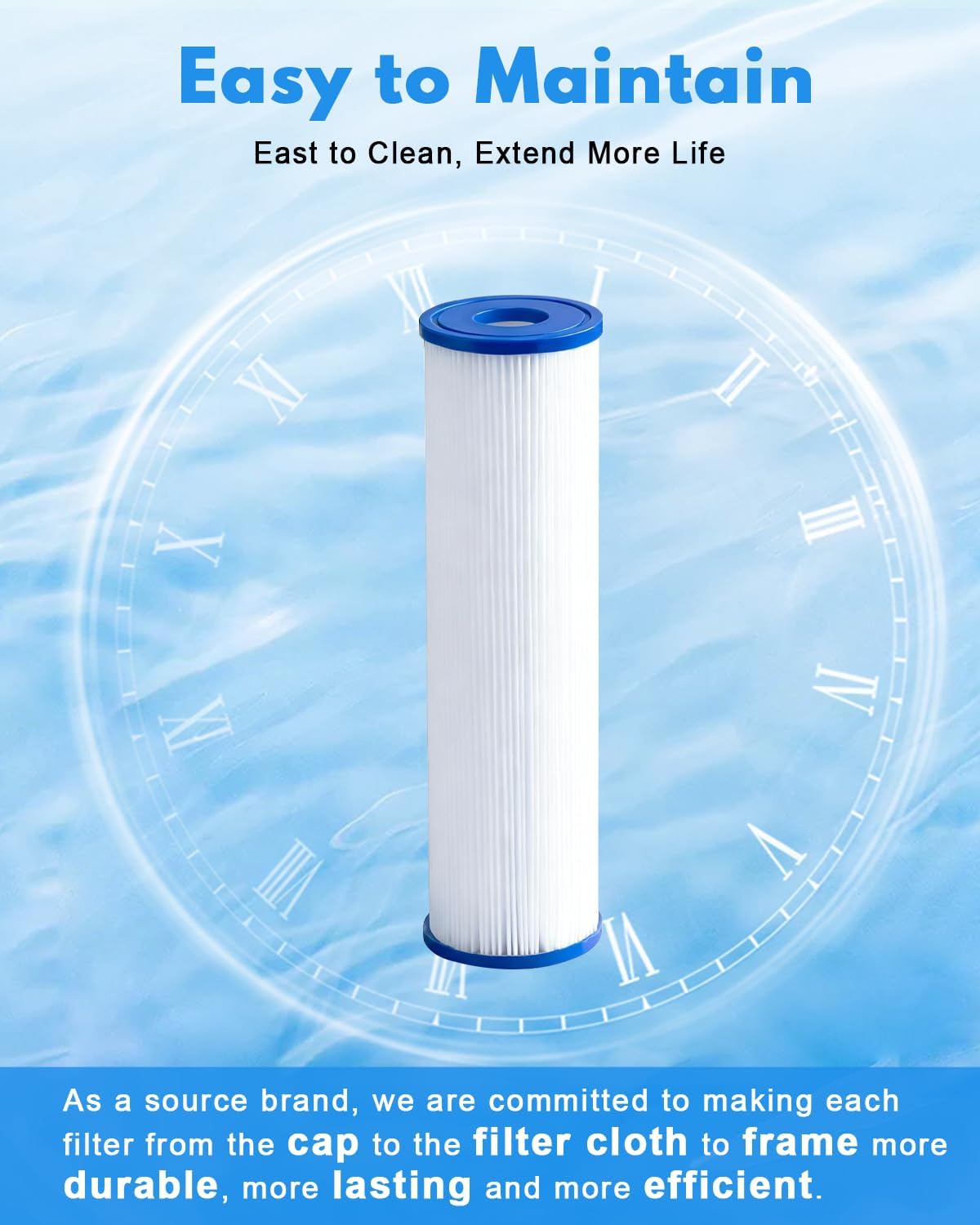 Cold Plunge Filter Cartridge 20 Micron Pleated Sediment Filter 10"x2.5" (4 Pack) for Replacement Most Compatible with Cold Plunge Chiller,Ice Bath Chiller