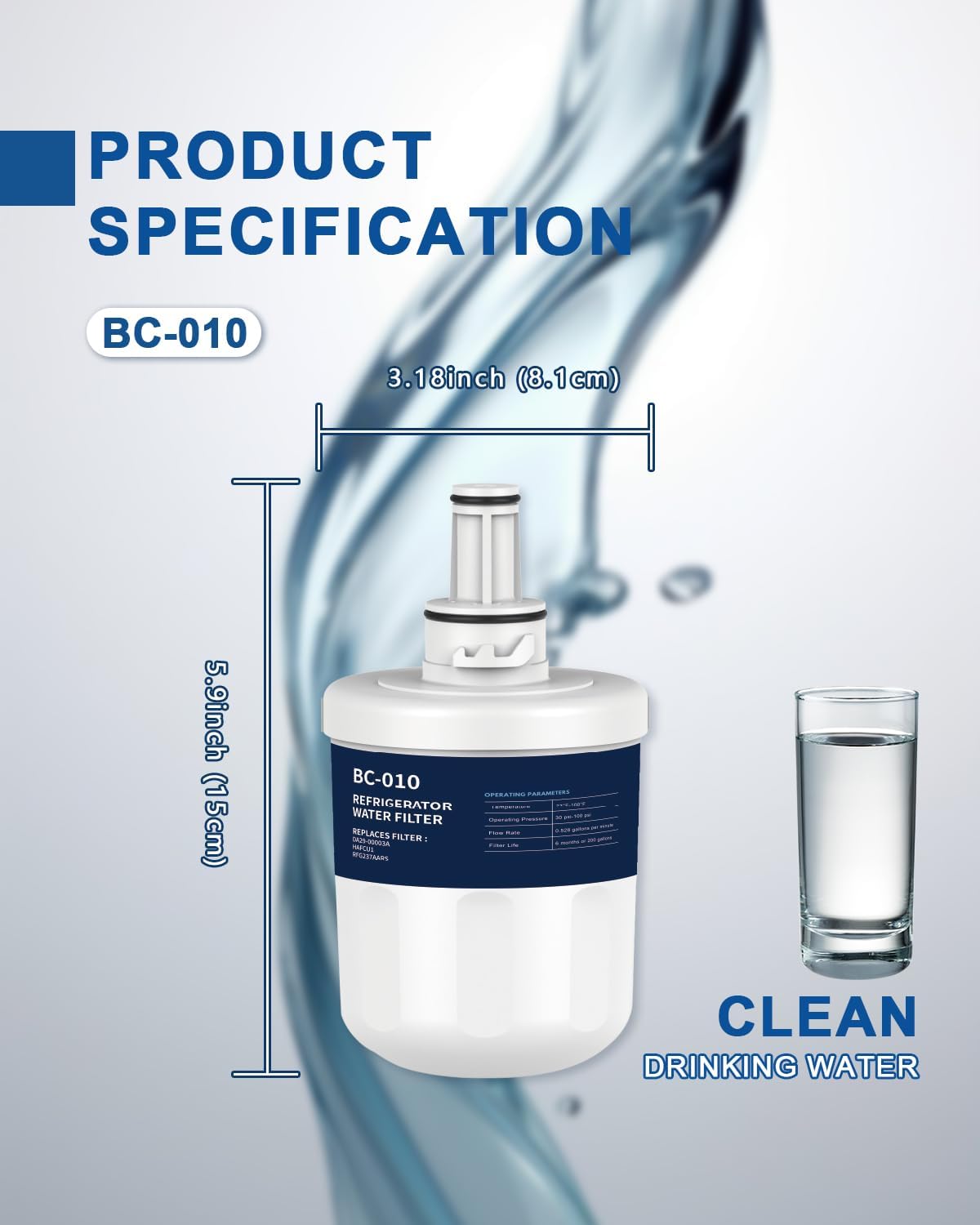 Refrigerator Water Filter Replacement 2 Pack for DA29-00003G Water Filter Compatible with Aqua-Pure Plus DA29-00003F DA29-00003B HAFCU1 RFG237AARS FMS-1 RS22HDHPNSR RSG257AARS WSS-1