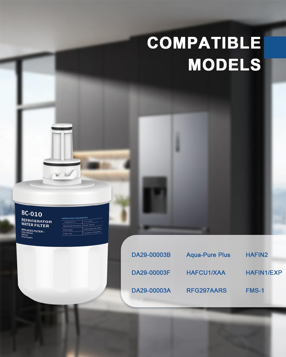Refrigerator Water Filter Replacement 2 Pack for DA29-00003G Water Filter Compatible with Aqua-Pure Plus DA29-00003F DA29-00003B HAFCU1 RFG237AARS FMS-1 RS22HDHPNSR RSG257AARS WSS-1