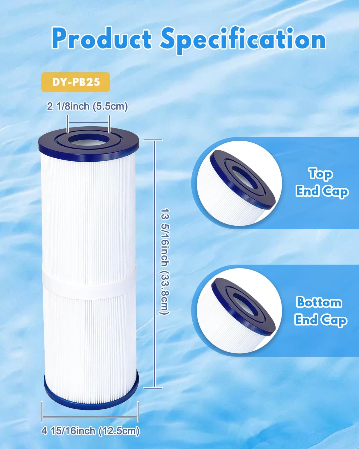 Spa Filter Replacement 25 Sq.Ft 13" x 5" Drop-in (2 Pack) Hot Tub Filter for PRB25-IN FC-2375 C-4326 FC-2370 413-106 303909 M-4326 817-2500 R173429