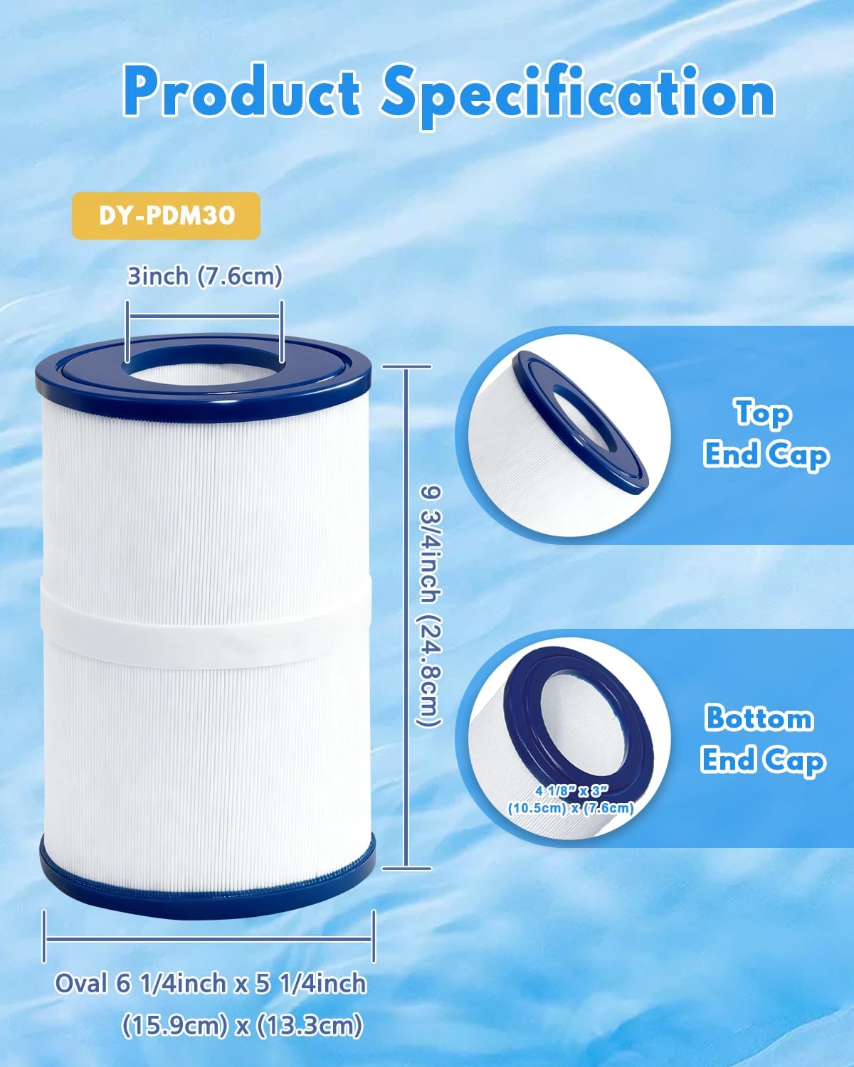 PDM30 Spa Filter Replacement Oval Hot Tub Filter Cartridge 30 Sq. Ft. (2 Pack) for 461269 FC-9940 FC9940M 730L 730S