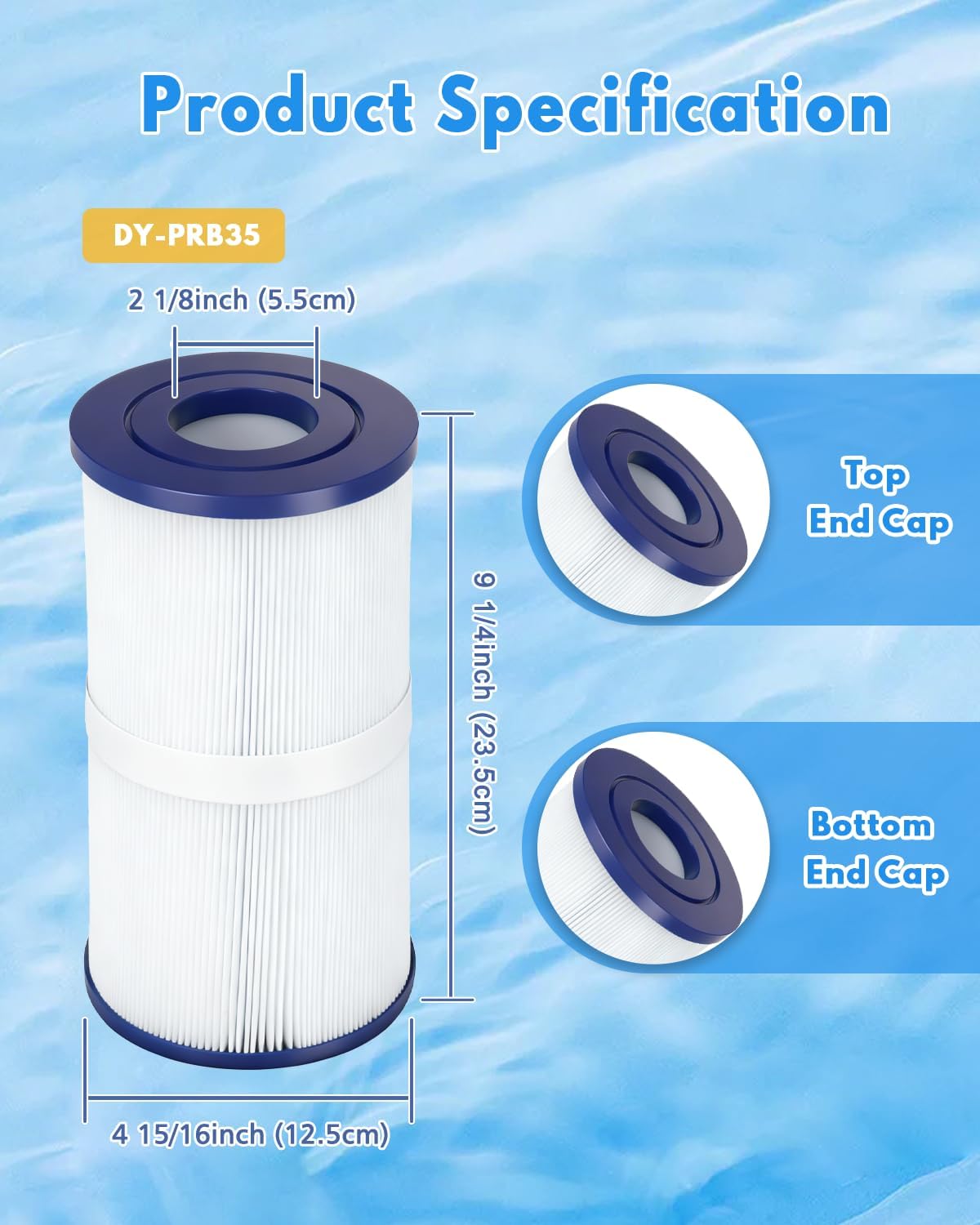 Spa Filter Replacement 35 Sq. Ft. 5”X 9â€?Hot Tub Filters (2 Pack) for PRB35-IN C-4335 409-219 FC-2385 817-3501 303557 03FIL1300 17-2482 25393