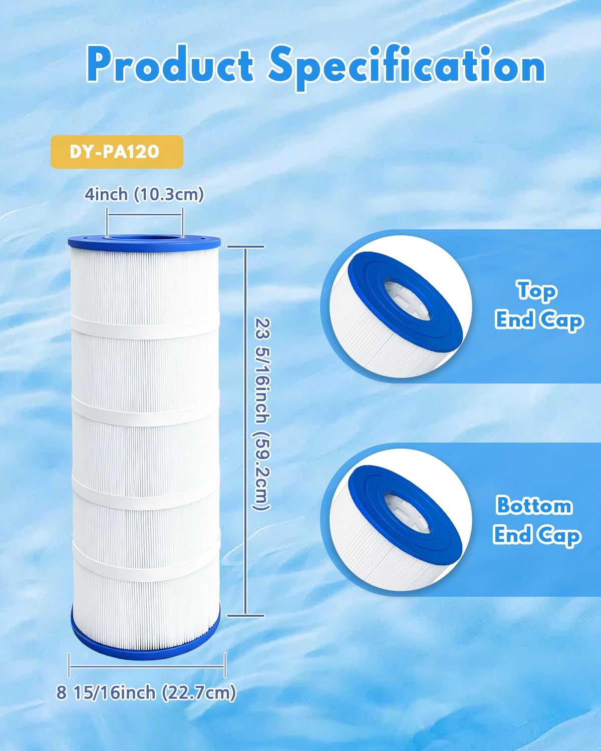 Swimming Filter Cartridge 120 Sq. Ft. (1 Pack) Filter Replacement for PA120 C1200 C-8412 CX1200RE FC-1293 PCCF-125 817-0125N