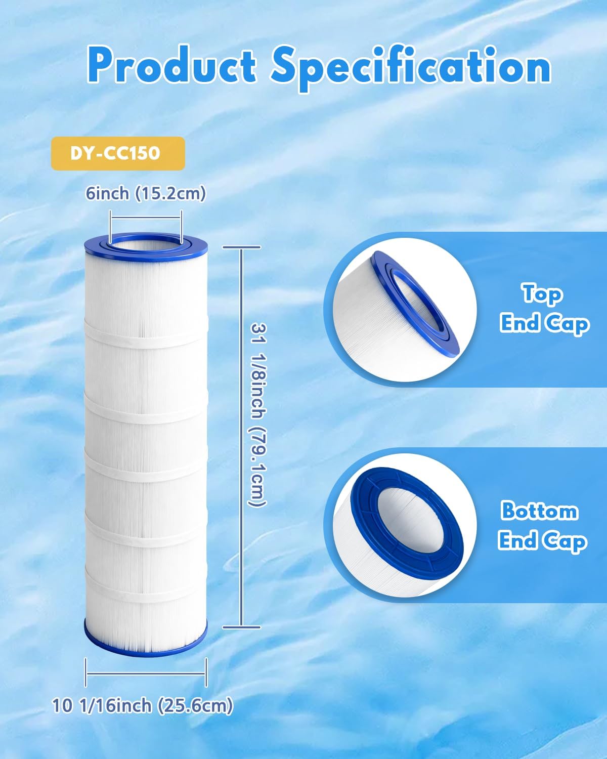Swimming Filter Cartridge 150 Sq. Ft. (1 Pack) Filter Replacement for CC150 CCRP150 PAP150 PAP150-4 C-9415 R173216 FC-0687 59054300 160317 160355 160352