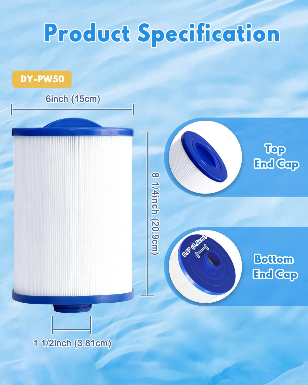 Spa Filter Replacement 50 Sq.Ft (2 Pack) Hot Tub Filter 50 Sq.Ft. Screw in 1 1/2â€?SAE Thread for PWW50 6CH-940 PWW50P3 FC-0359 03FIL1400 817-0050