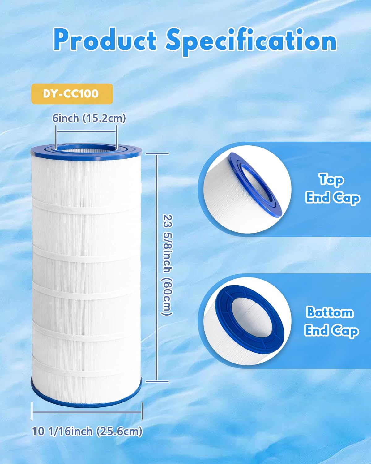 Swimming Filter Cartridge 100 Sq. Ft. (1 Pack) Filter Replacement for CC100 PLF100A CRP100 PAP100 PAP100-4 C-9410 R173215 FC-0686 59054200 160316