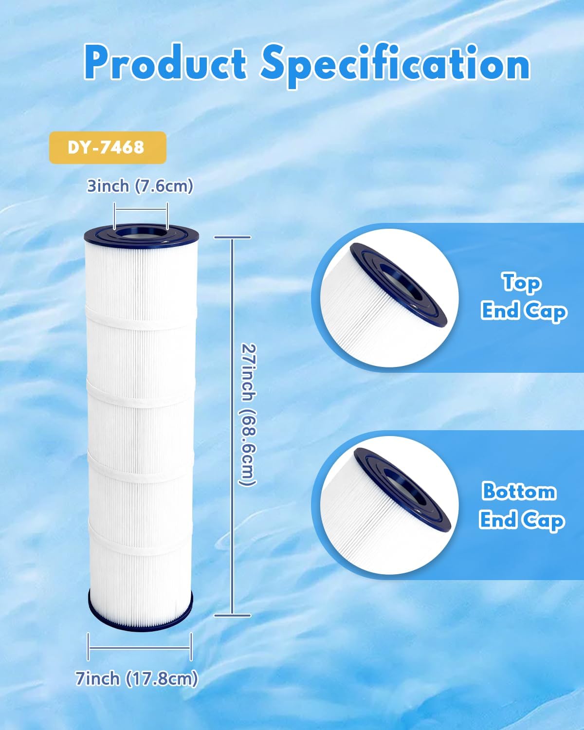 Swimming Filter Cartridge 115 Sq. Ft. (4 Pack) Filter Replacement for C-7468 CL460 CV460 PJAN115-PAK4 FC-0810 XLS-705 APCC7354 R0554600 A0558000 FC-6410 21501 AK-60432