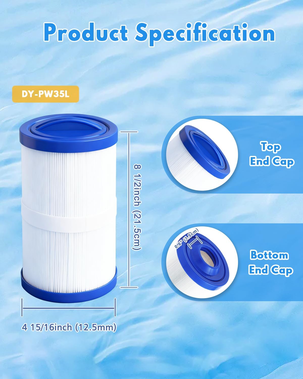 Spa Filter Replacement 35 Sq.Ft Hot Tub Filter Cartridge (1 Pack) for PWW35L 4CH-935 817-4035 FC-0170 SD-01235 PDC580-AFS X268554 X268535