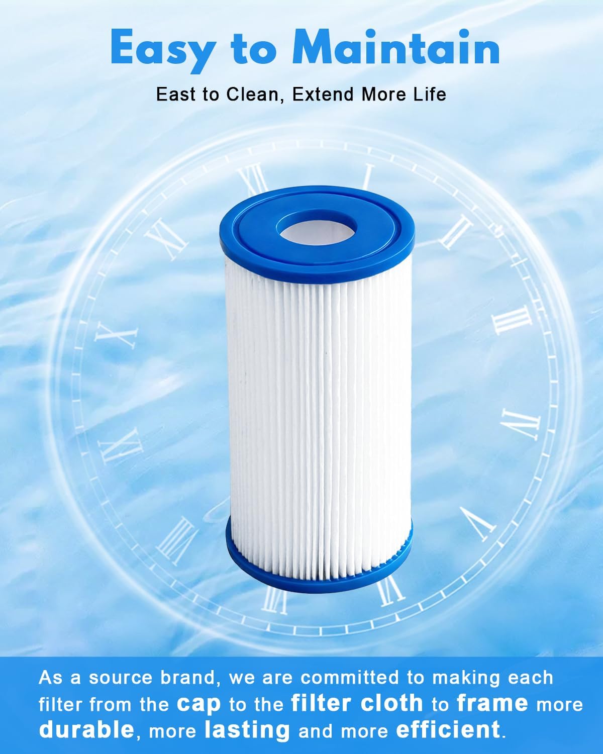 20 Micron Pleated Sediment Filter 5"x2.5" (8 Pack) Replacement Most Cold Plunge Filter Cartridge Compatible with Cold Plunge Chiller,Ice Bath Chiller