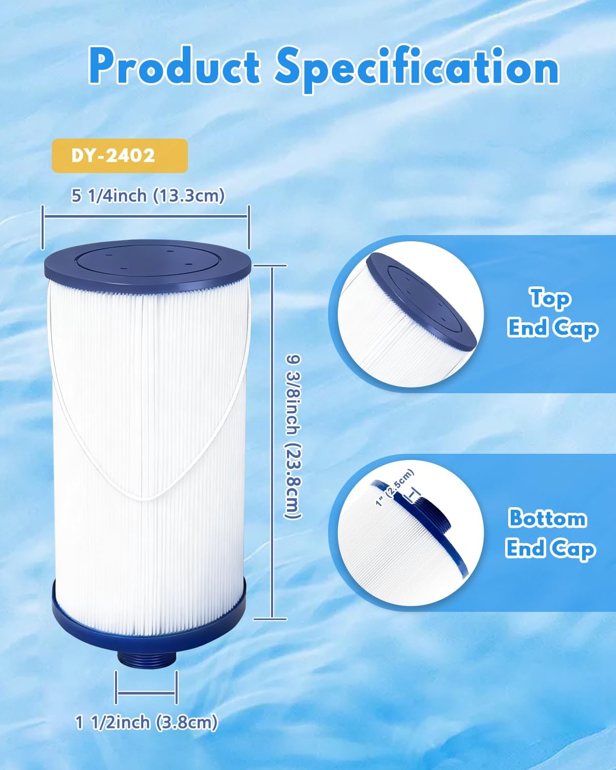 Spa Filter Replacement 42 Sq.ft (1 Pack) Hot Tub Filter Cartridge for 303279 FC-2402 PFF42TC-P4 78460 5CH-37 SD-01322 ACT-50SQFLTR LSX1057