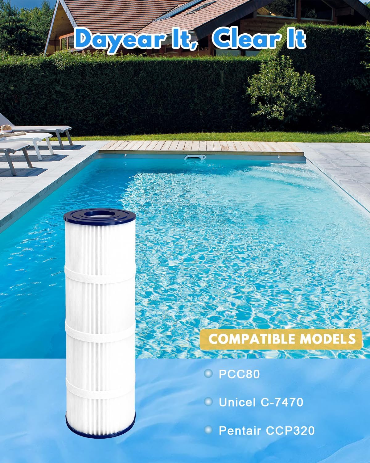 Swimming Filter Cartridge 4 x 80 Sq. Ft. (4 Pack) Filter Replacement CCP320 PCC80 PCC80-PAK4 C-7470 FC-1976 178580 R173573 817-0081